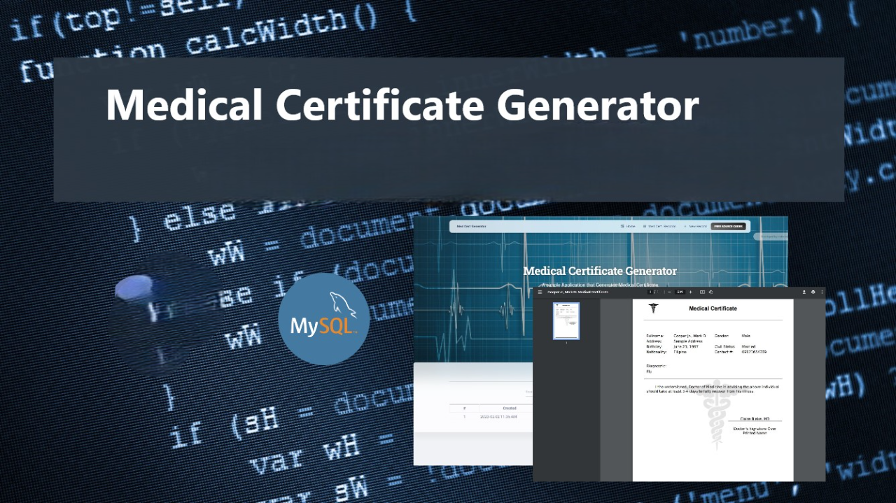 Usefull Medical Certificate Generator By 555