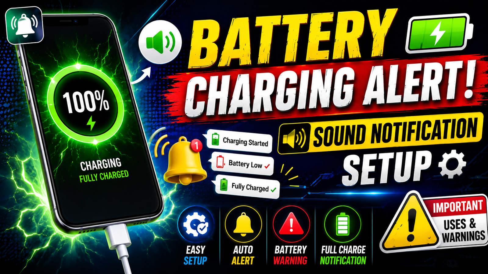 Mobile Battery Charging Sound Notification App Setup, Uses, And Warnings